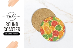 Vibrant citrus slices round coaster png design Product Image 1