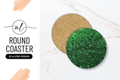 Green glitter round coaster png design Product Image 1