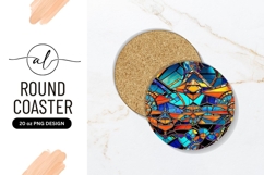 Colorful Abstract Stained Glass Window Round Coaster Product Image 1