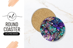 Abstract Stained Glass Style Round Coaster Png Product Image 1