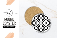 Black And White Floral Pattern Round Coaster Product Image 1