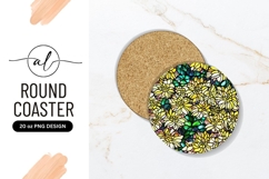 Yellow Floral Round Coaster Style Png Product Image 1