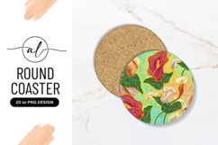 Artistic Calla Lily Floral Round Coaster Design Product Image 1