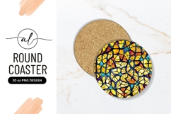 Circular Stained Glass Round Coaster Png Design Product Image 1