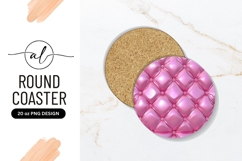 Pink Quilted Pattern Round Coaster Png Product Image 1