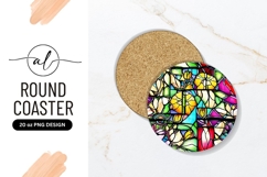 Colorful Floral Stained Glass Window Round Coaster Product Image 1