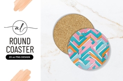 Geometric Pastel Puzzle Round Coaster Png Product Image 1