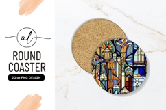 Vibrant Stained Glass Window Design Round Coaster Product Image 1