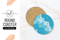 Abstract White Paint Splash Blue Round Coaster Product Image 1