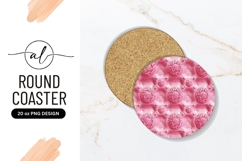 Pink Ornate Sphere Pattern Round Coaster Png Product Image 1