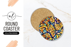 Floral Stained Glass Round Coaster Png Image Product Image 1