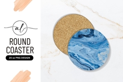 Abstract Blue Swirls Round Coaster Png Product Image 1