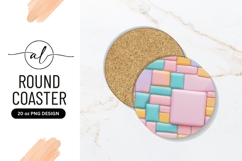 Pastel Colored Rounded Squares Round Coaster Png Product Image 1