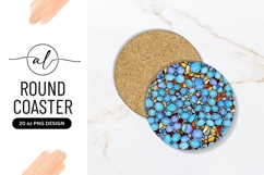 Blue Flower Stained Glass Round Coaster Png Product Image 1