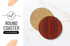 Circular Brown Wooden Planks Round Coaster Png Product Image 1