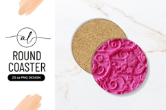 Pink Floral Ornament Round Coaster Png Product Image 1