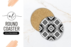 Black White Geometric Round Coaster Png Pattern Product Image 1