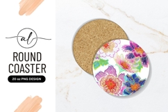 Floral Embroidery Design For Round Coaster Png Product Image 1