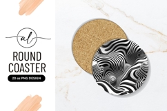 Abstract Black And White Striped Round Coaster Product Image 1