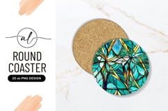 Ornate Stained Glass Style Round Coaster Png Product Image 1