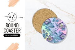 Embossed Flowers Round Coaster Png Decorative Design Product Image 1