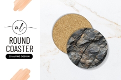 Dark Gray Rock Texture Round Coaster Png Product Image 1