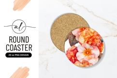 Watercolor Begonia Flowers Round Coaster Png Design Product Image 1