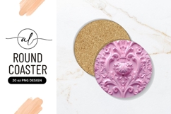 Pink Floral Ornament Round Coaster Png Product Image 1