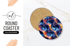 Abstract Blue And Orange Wavy Round Coaster Product Image 1
