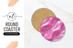 Pink Swirls with White Highlights in a Round Coaster Png Product Image 1