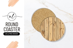 Round Wooden Coaster Png with Vertical Wood Grain Texture Product Image 1