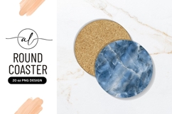 Blue Marble Texture Round Coaster Png with White Veins Product Image 1
