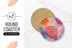 Colorful Gerbera Daisies Floral Design Round Coaster Png Product Image 1