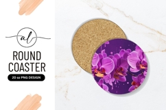 Purple Orchids with Paint Splashes in a Circular Frame Product Image 1