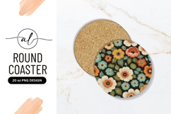 Round Coaster Png with Floral Pattern in Orange Yellow Product Image 1
