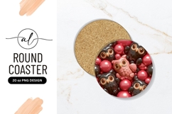 Round Composition of Cartoon Owls and Spheres in Pink Product Image 1