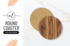 Round Wooden Coaster Png with Detailed Grain Texture Product Image 1