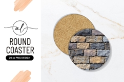 Multicolored Stone Brick Wall Round Coaster Png Product Image 1