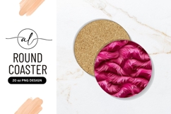 Pink Feather Texture in Round Coaster Png Design magenta Product Image 1