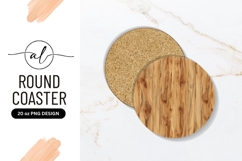 Wooden Texture Round Coaster Png with Vertical Grain Product Image 1