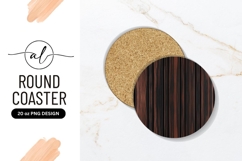 Round Coaster Png with Vertical Wood Grain Texture in Brown Product Image 1