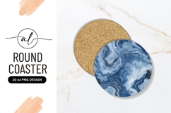 Abstract Blue Agate Style Round Coaster Png Graphic Design Product Image 1