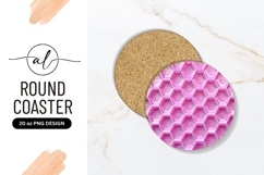 Pink Hexagonal Pattern Round Coaster Png geometric Product Image 1