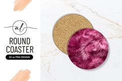 Pink Feather Texture in a Circle Design Round Coaster Png Product Image 1