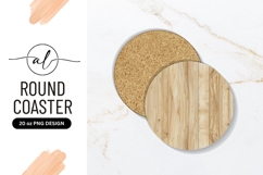 Round Wooden Coaster Png with Vertical Wood Grain Texture Product Image 1