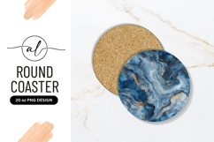 Round Coaster Png with Blue and Gold Swirls Abstract Design Product Image 1