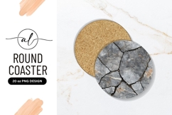 Gray Cracked Stone Round Coaster Png Texture Isolated Product Image 1
