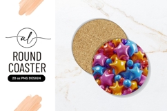 Colorful Balloon Stars and Spheres in a Round Coaster Png Product Image 1