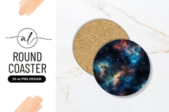 Round Coaster Png Featuring A Vibrant Space Nebula Product Image 1