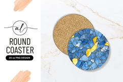 Blue and Yellow Abstract Mosaic Round Coaster Png Product Image 1